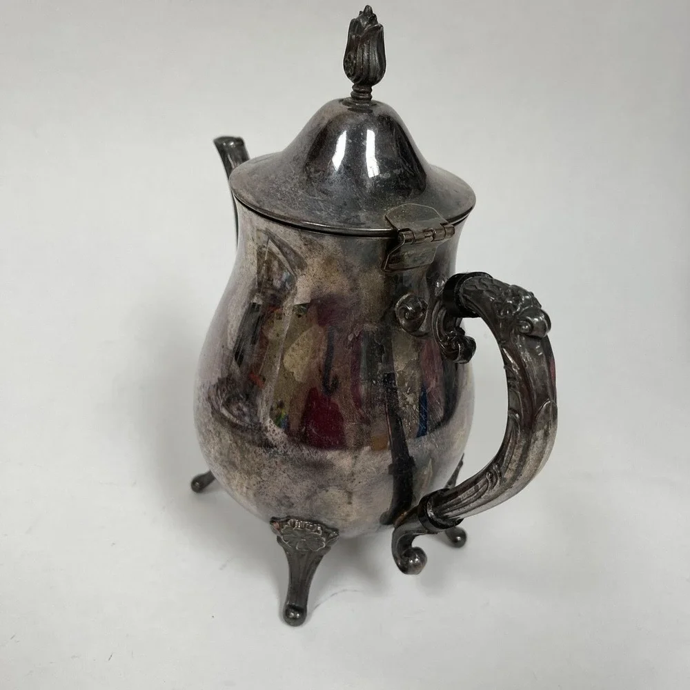 Leonard Silver-plate Tea Coffee Pot‎ Hinged Lid 9